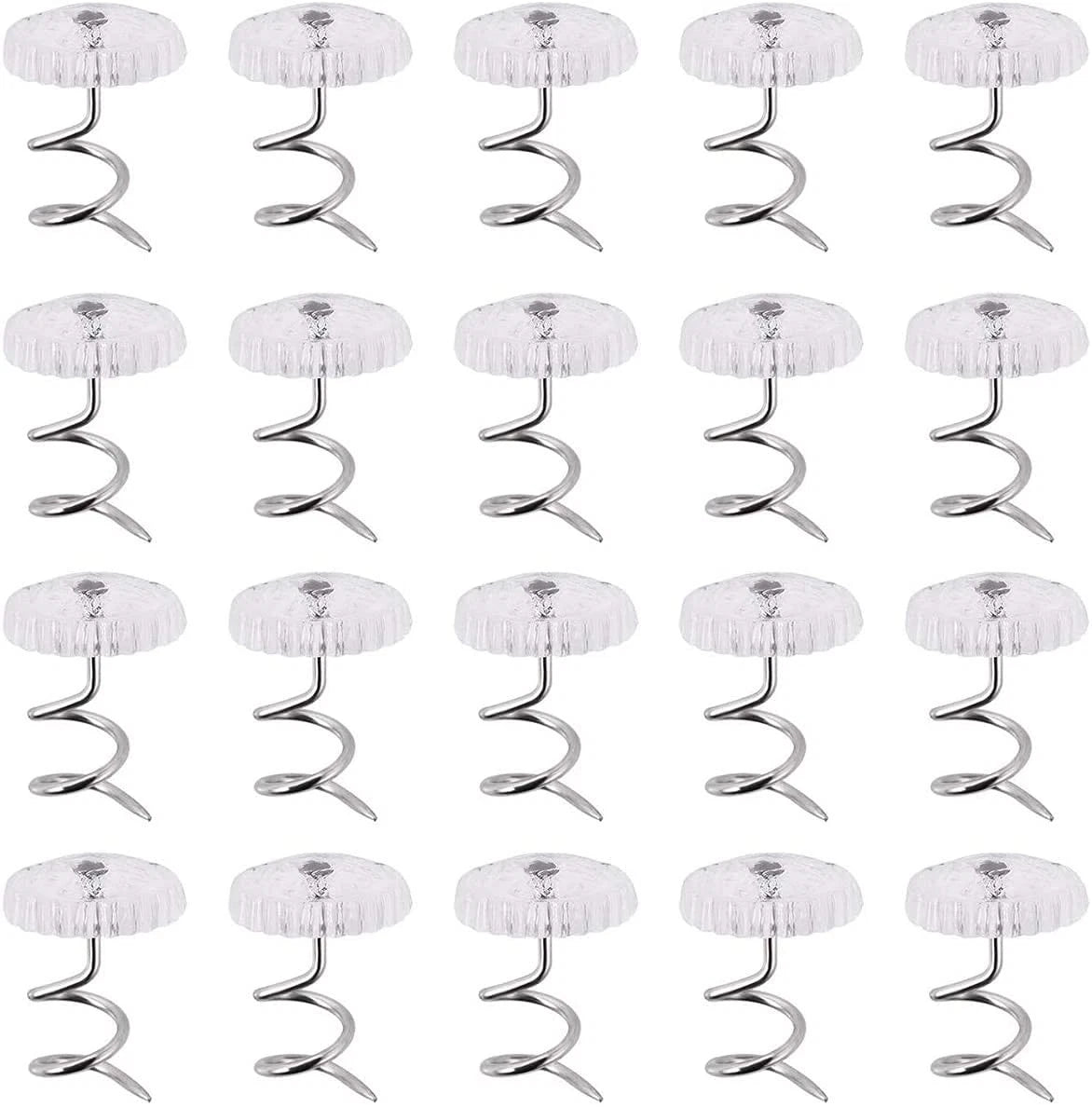 20 Upholstery Pins Bed Skirt Fabric Screws Twist Holders Headliner Tacks Clear