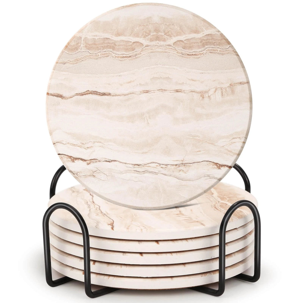 Drink Coasters with Holder for Coffee Table, Absorbent Coasters Set of 6??????
