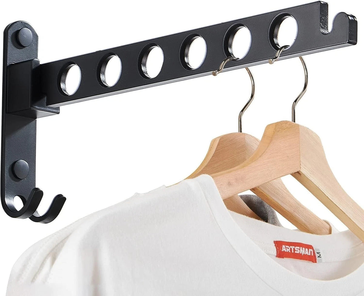 JOOM Retractable Folding Wall Mounted Clothes Hanger Rack Clothes Storage Organi