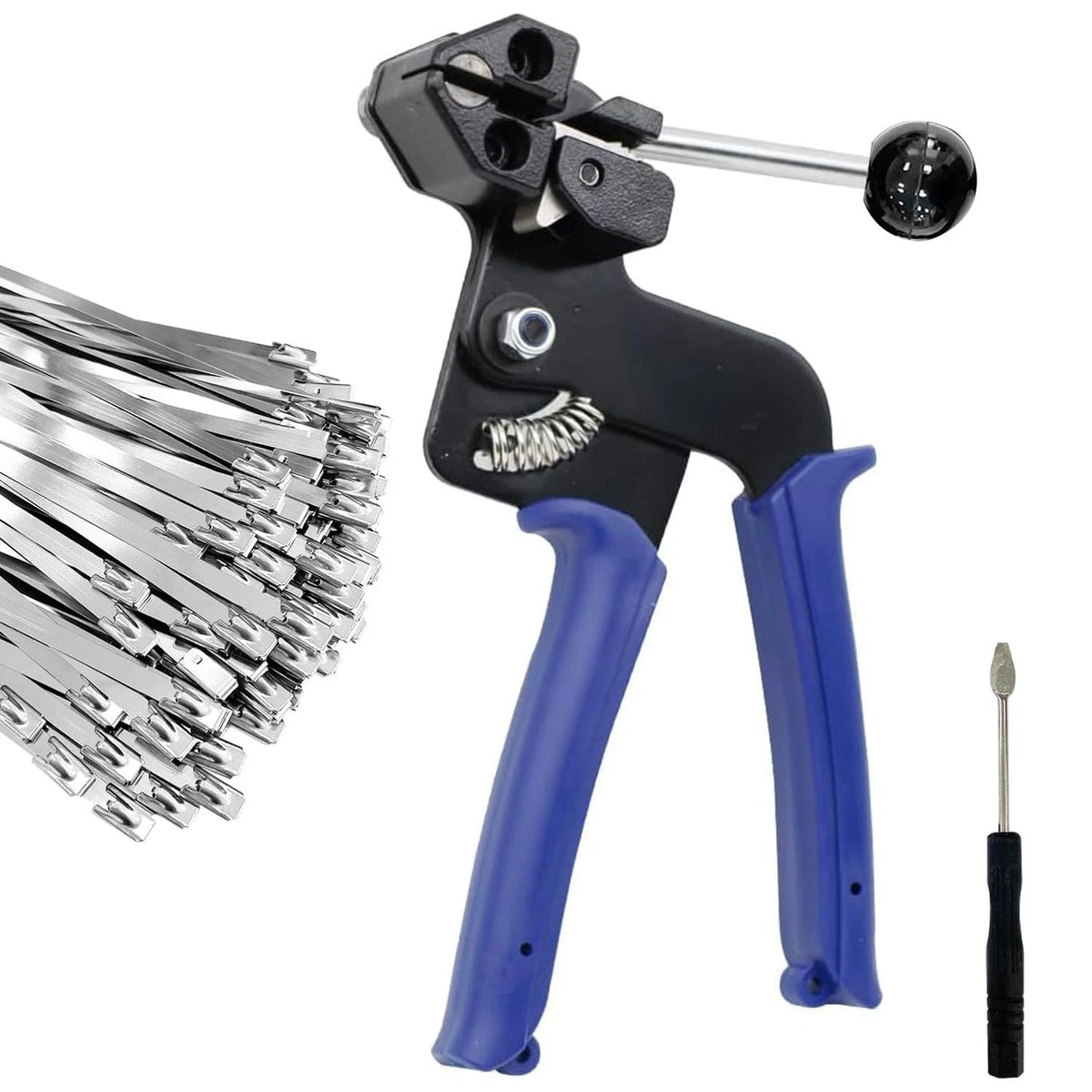 Cable Tie Gun Kit Stainless Steel Tie Tool with 100 Pieces Stainless Steel Cable