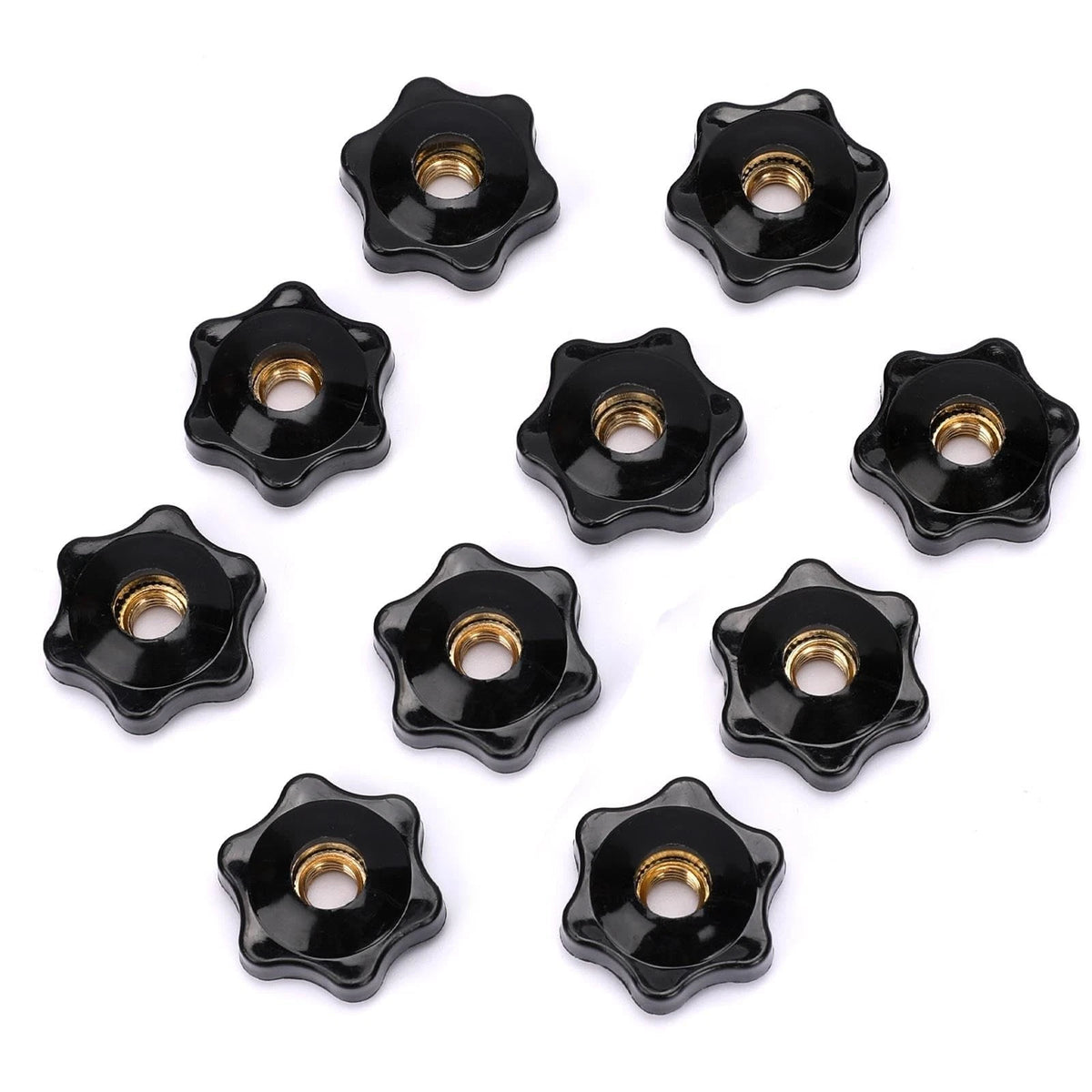 10 Pack 1/4-20 Female Thread Star Knobs Hex Head T Clamping Knobs for Jig