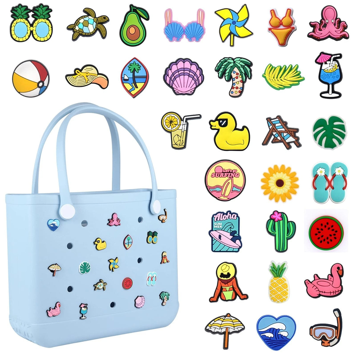30Pcs Charms for Bogg Bag, Must Have Beach Bag Accessories Charms for Bogg Bag/S