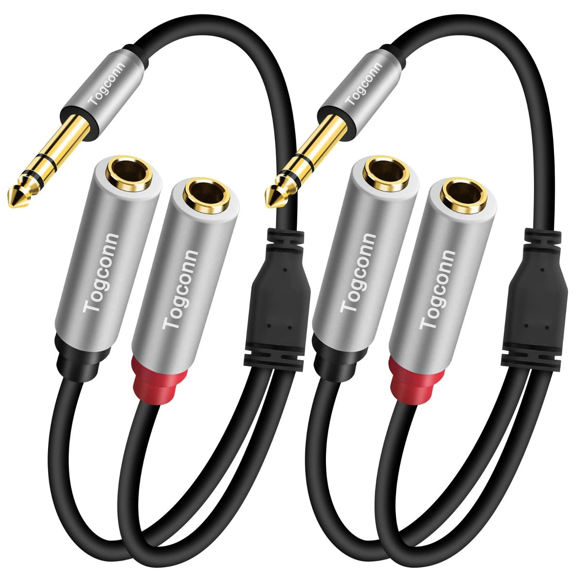 2 Pack 1/4 TRS Stereo Splitter Y Cable Male to Dual TS Female 6.35mm Adapter2 Pa
