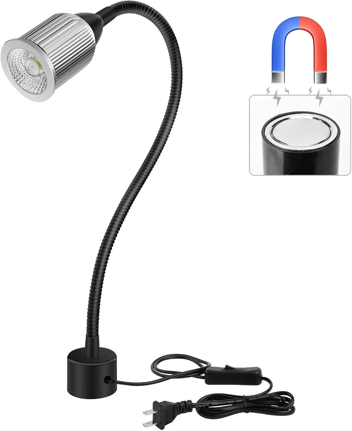 10W Magnetic Machine LED Work Light with Flexible Gooseneck and Black