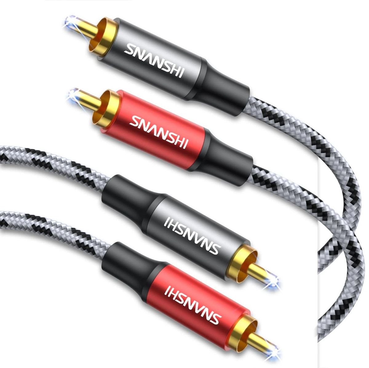 RCA Cables 5Ft, Nylon Braided 2RCA to 2RCA Audio Cable Male to Male, Dual Shield