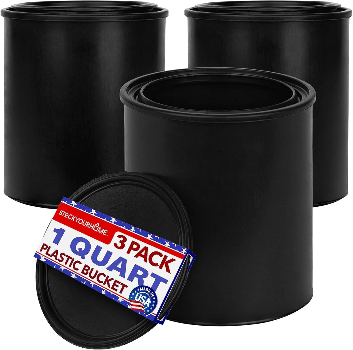 1-Quart Plastic Paint Bucket (3 Pack) - Triple Lock Airtight Seal - Minimizes Sk