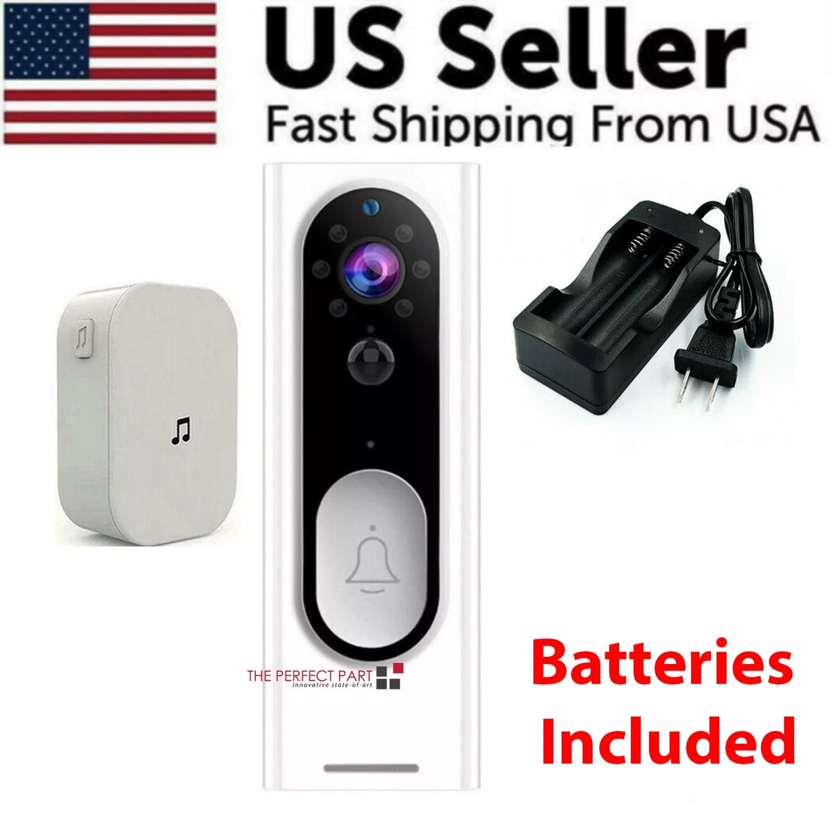 WiFi Ring Doorbell 1080P HD Security Camera Wireless Door Bell Camera With Chime