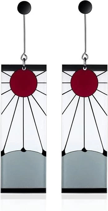 925 Sterling Silver Tanjiro Earrings,Anime Cosplay Tanjiro Black Earrings Ear cl