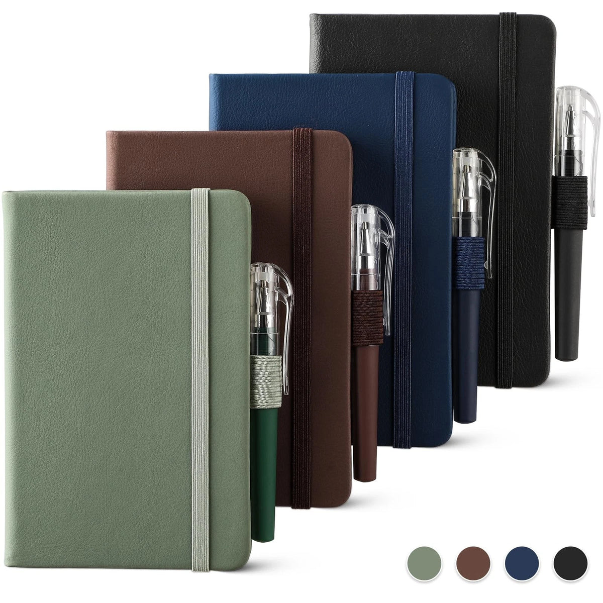 4 Pack Small Notebook Pocket Notebook, A6 Mini Leather Hardcover Journal, 3.7