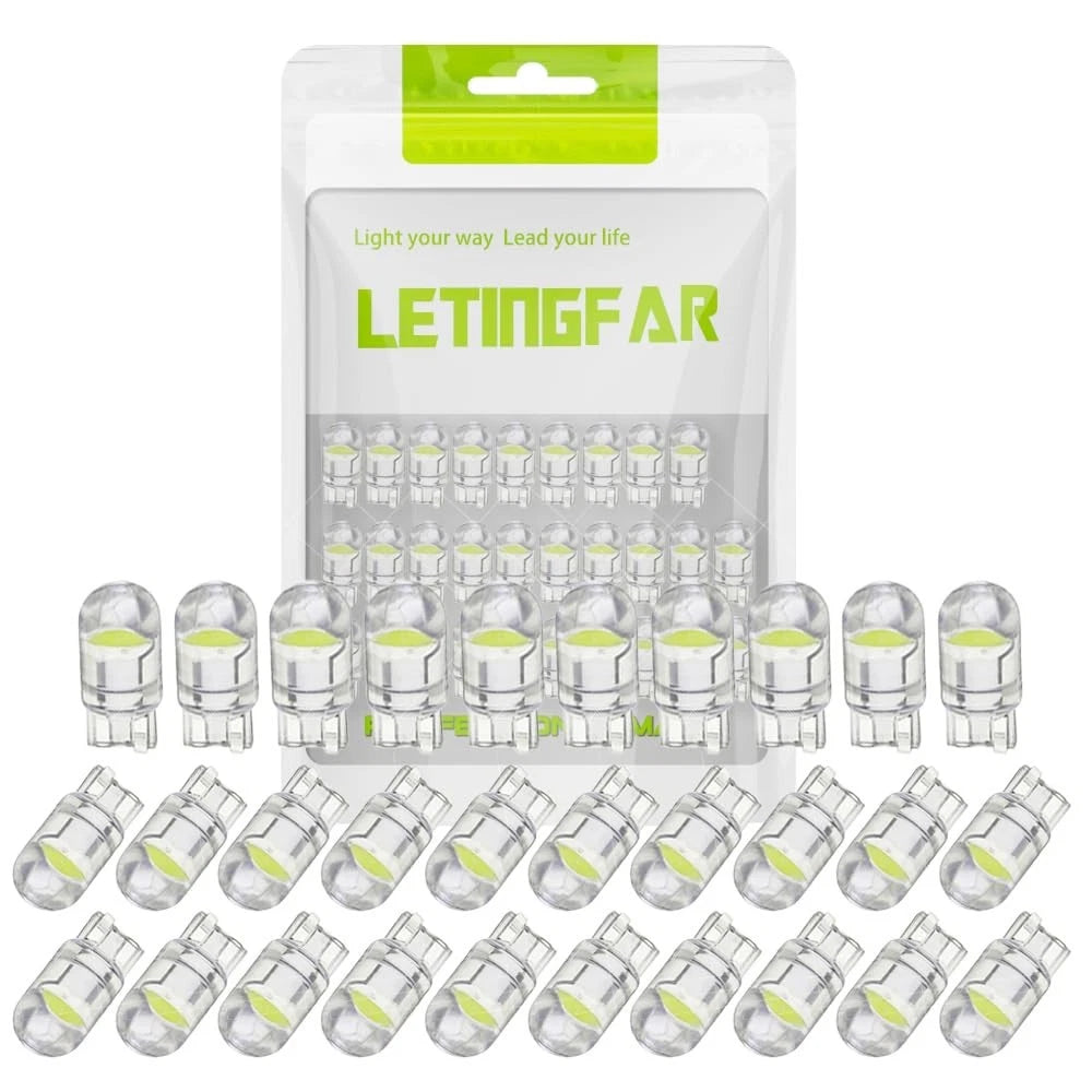 LETINGFAR 194 LED Light Bulb White 6000K Pack of 30, 168 2825 W5W white-30PC