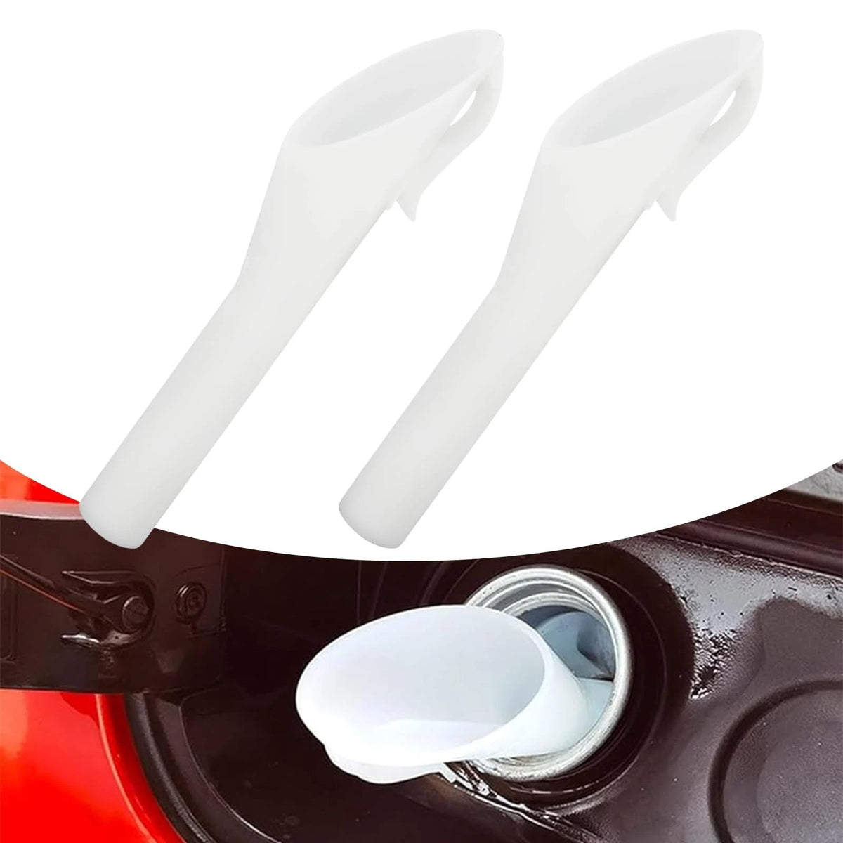 2PCS Capless Gas Tank Funnel,Funnels for Automotive Use White
