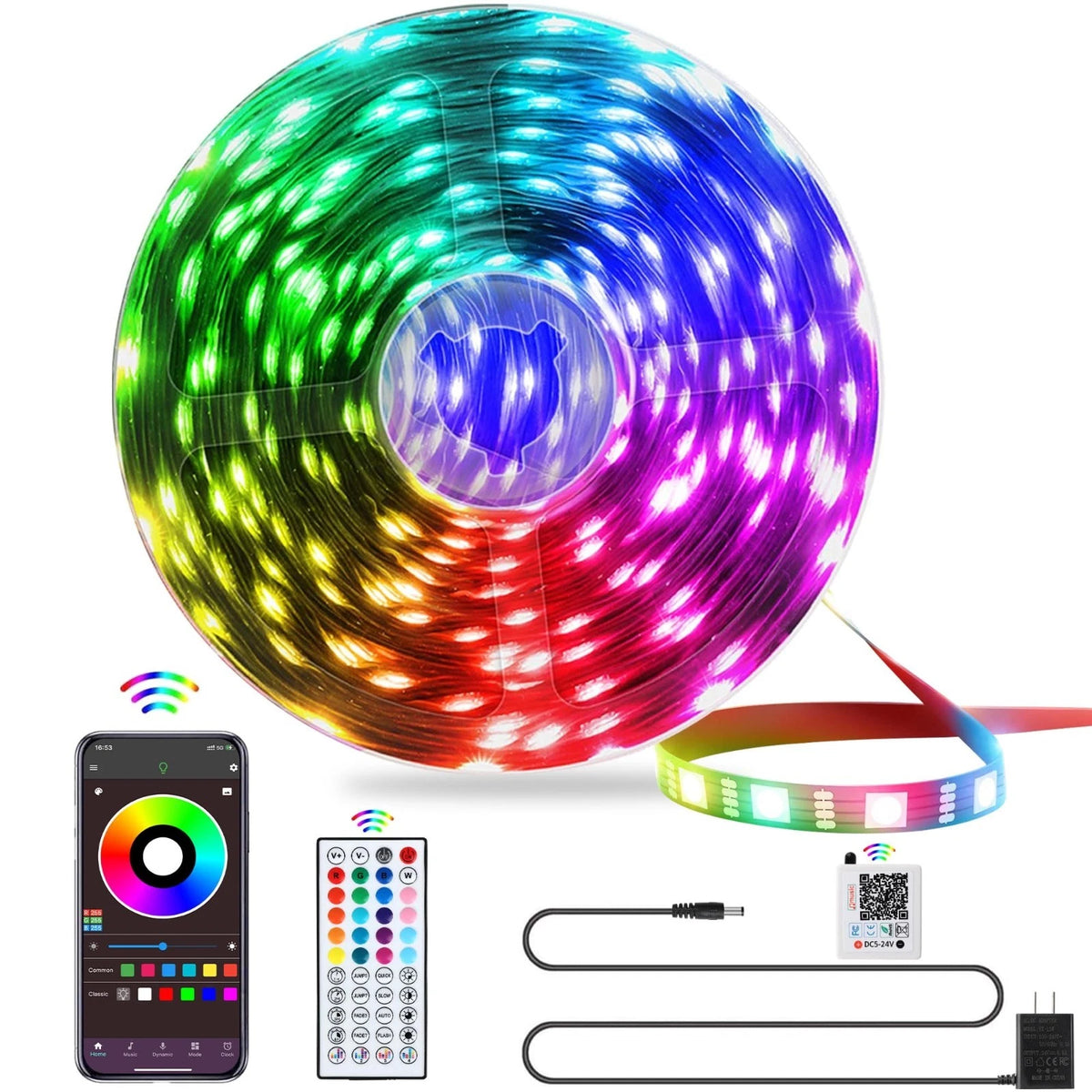 LED Lights for Bedroom, 25FT RGB LED Strip Lights with 44 Keys IR Remote, Smart