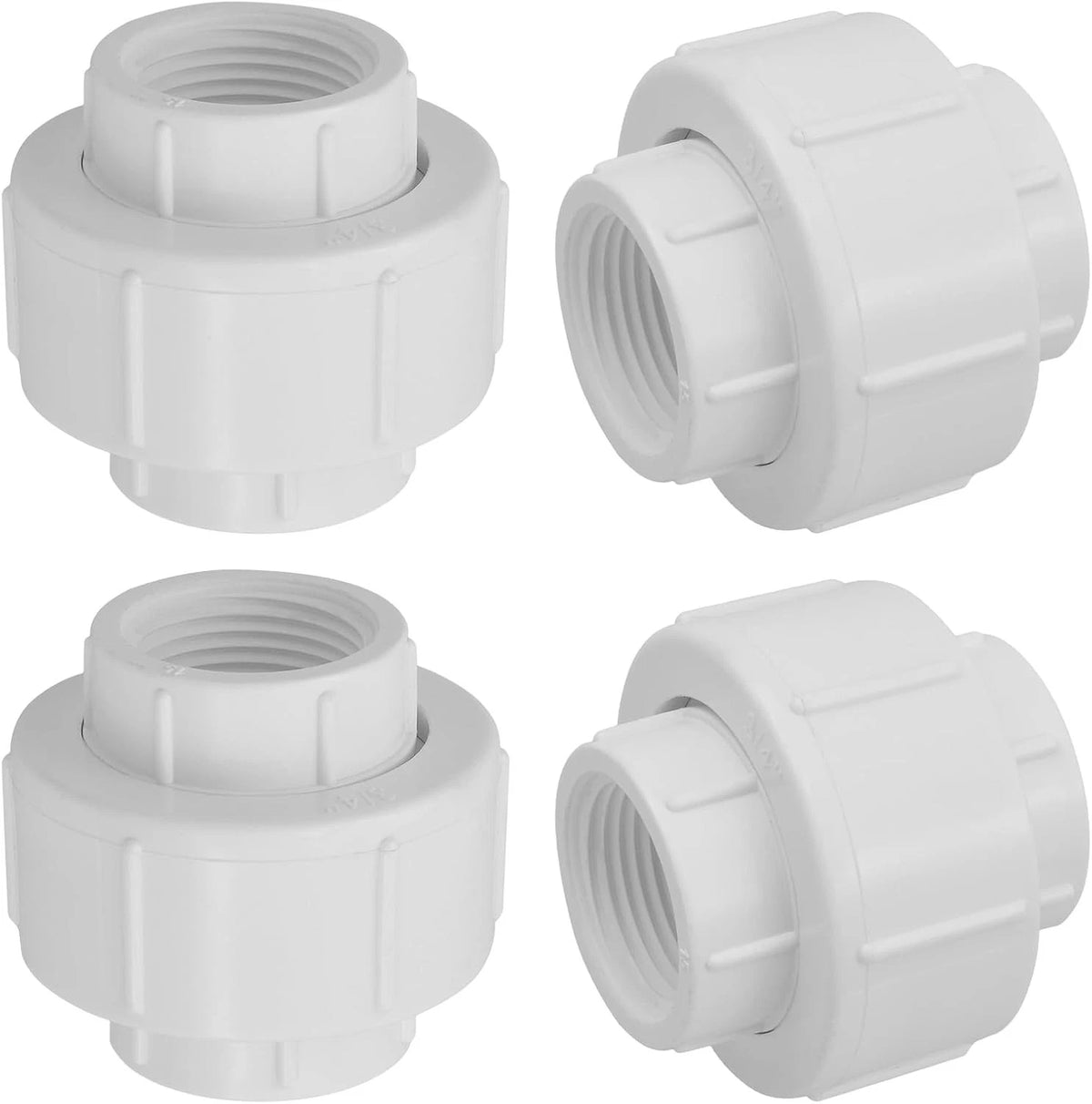 LOUZAGO 4 Pack 3/4 Inch PVC Union Fittings Inch, Female Thread, White