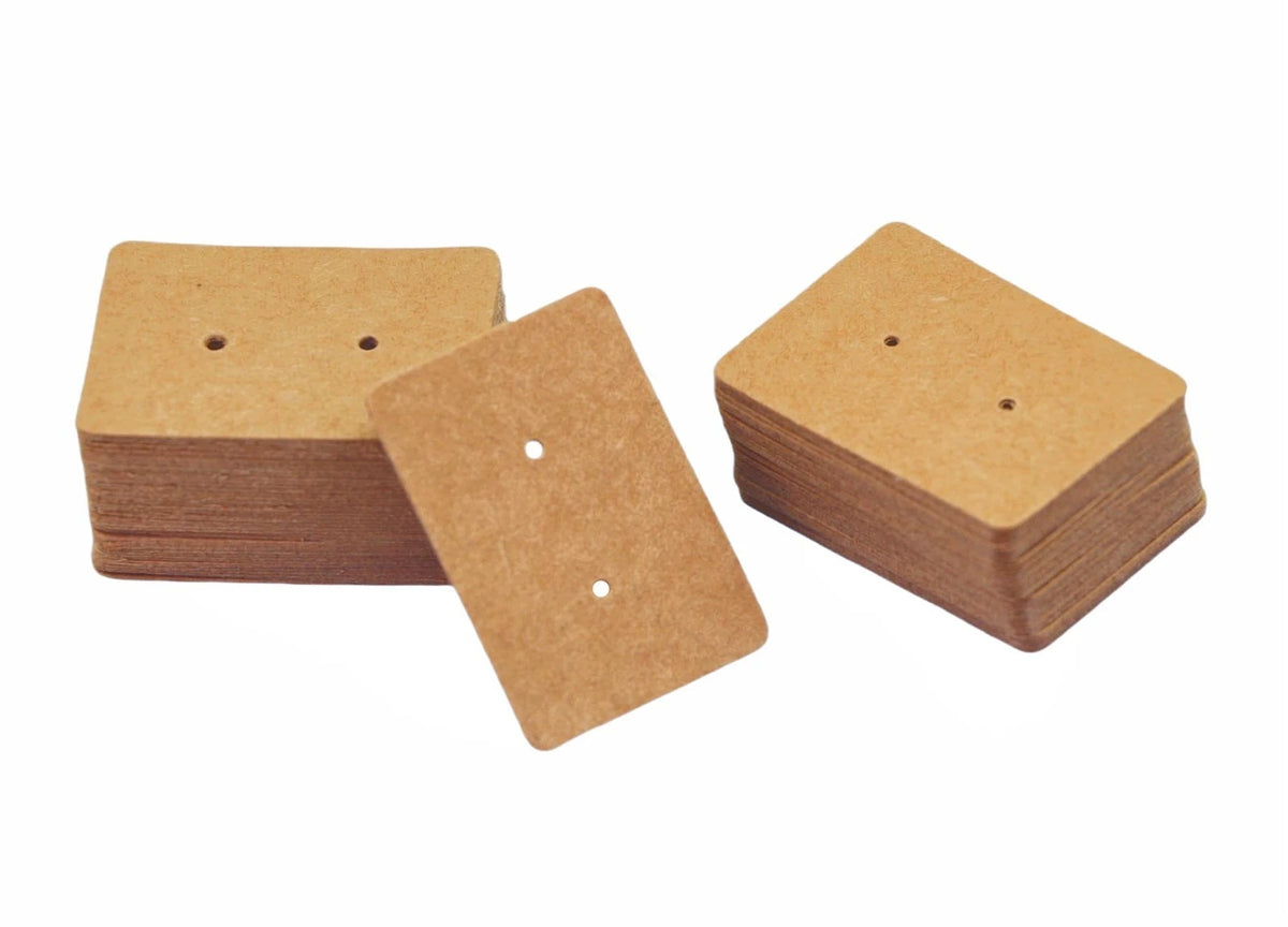 300 PCS Earring Display Cards Kraft Paper Ear Tags Ear Stud Card (Brown)