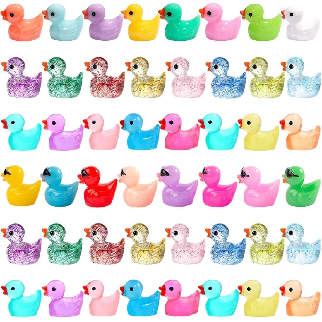 Mini Ducks 100 Pack Little Plastic Ducks, Variety Pack | Tiny Ducks, Glass Ducki
