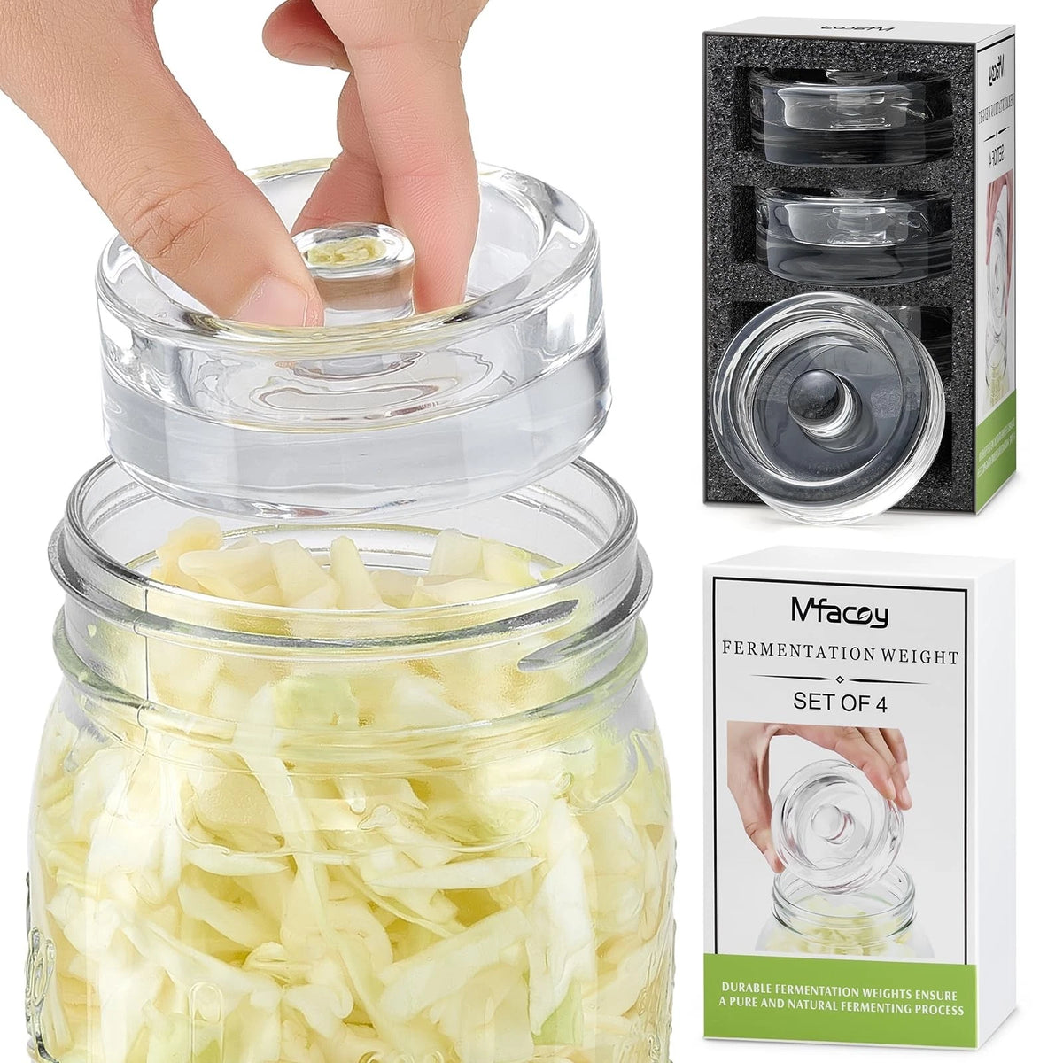 4-Pack of Fermentation Glass Weights with Easy Grip Handle for Great Wide Mouth