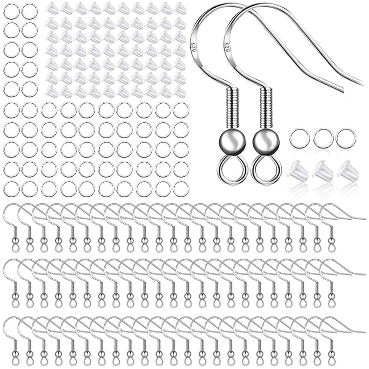 925 Sterling Silver Earring Hooks For Jewelry Making Supplies Kit 120Pcs&60pairs