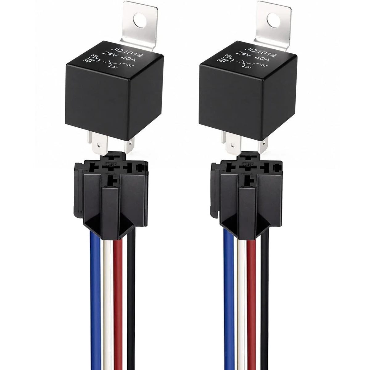 Gebildet 2pcs 12V 40A 4 Pin SPST Car Relay Harness JD1912, 12AWG Harness Sockets