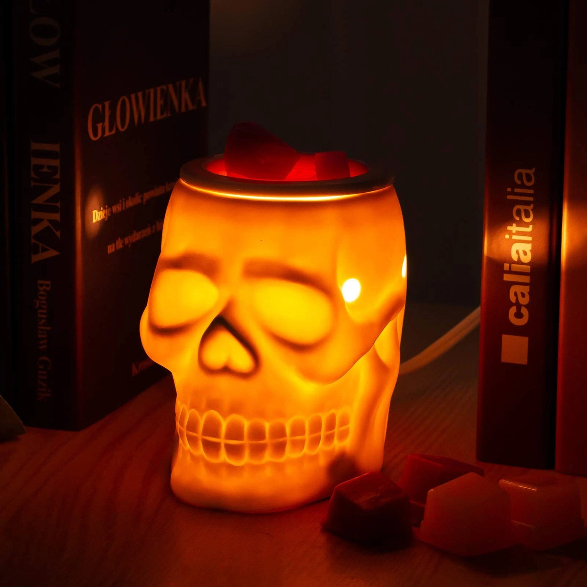 STAR MOON Halloween Wax Melt Warmer, Ceramic Skull Scentsy Wax Warmer for Scente