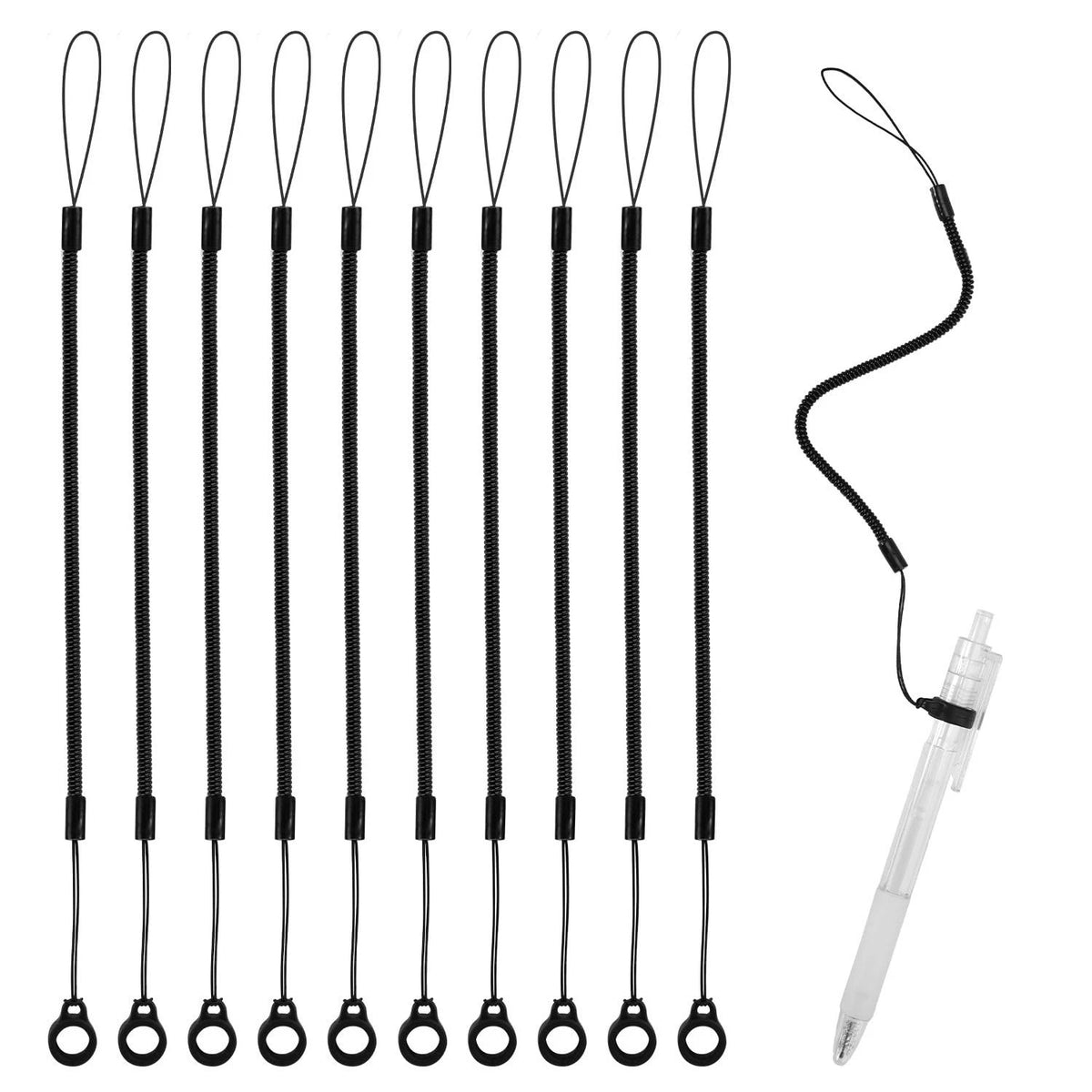 10pcs Pen Lanyards, Elastic Lanyard Tether with Silicone Rings Retractable...