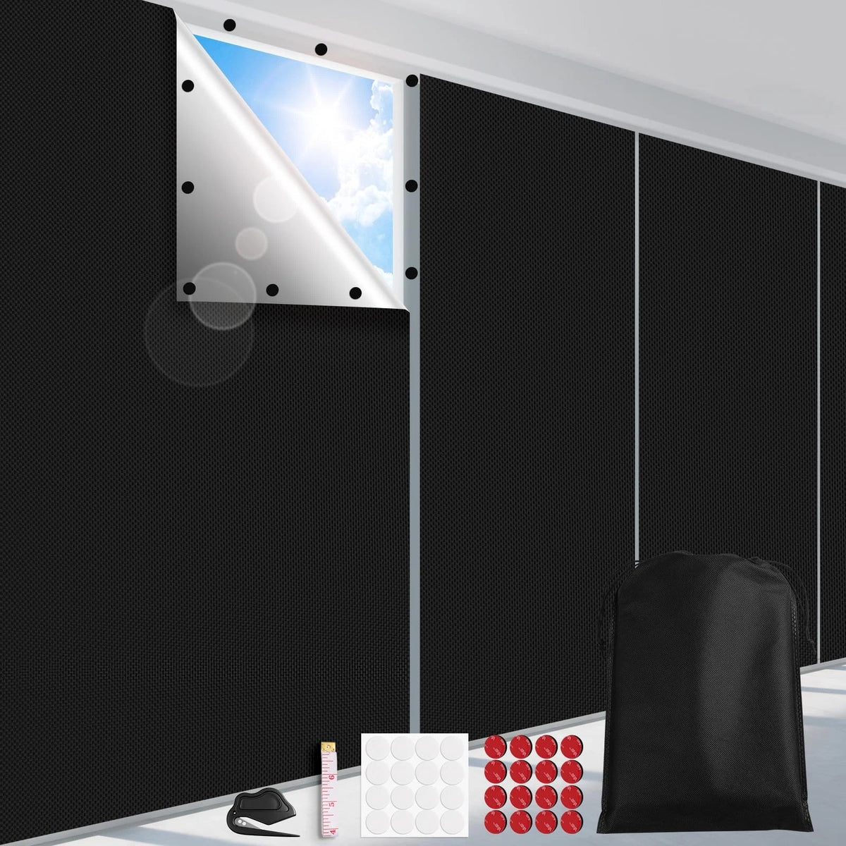 Blackout Curtains for Bedroom, Portable 100% Black Out Window Cover Film, Cuttab