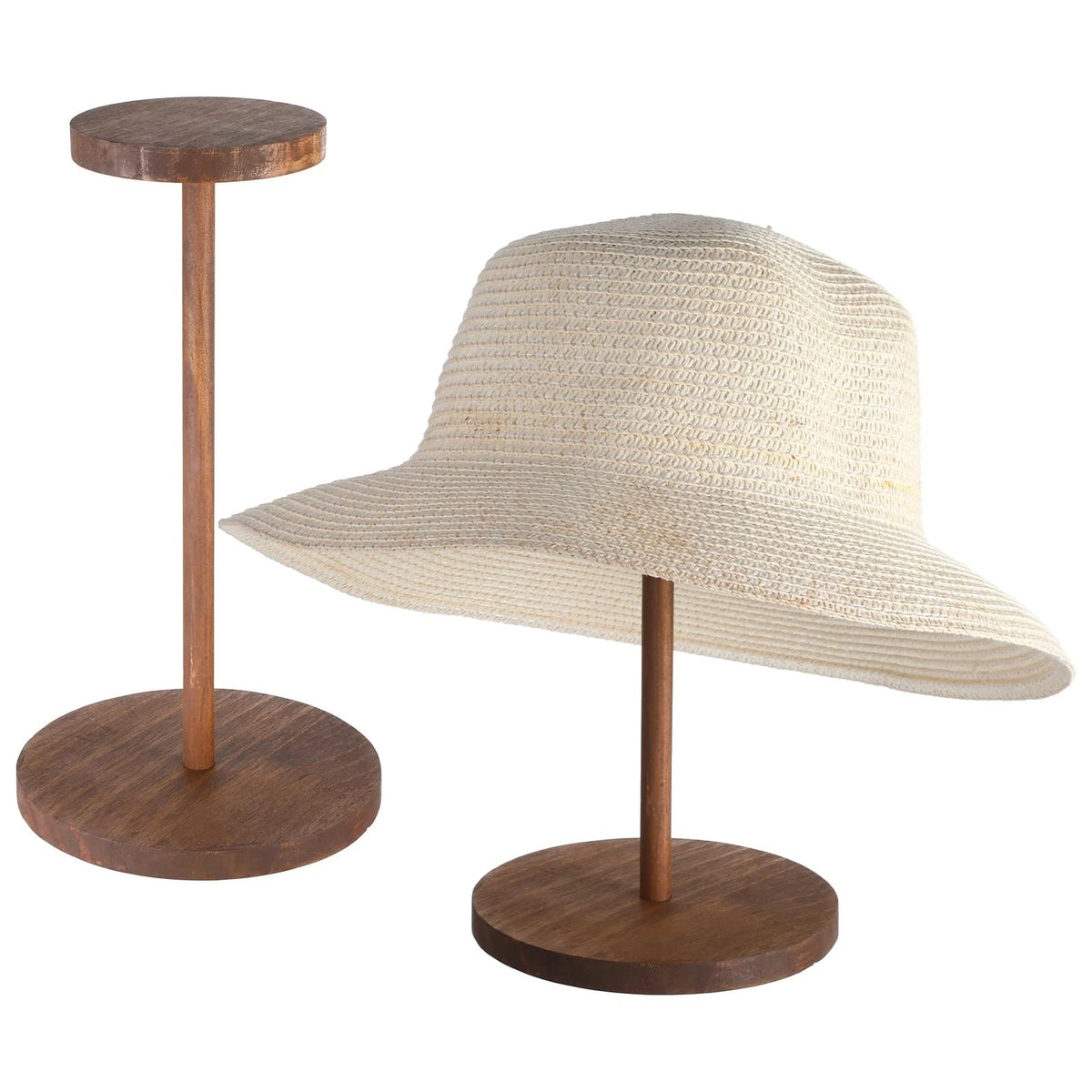 2 Pcs Hat Display Stand Rustic Wood Hat Rack Holder Stand Vintage Wig Holder ...