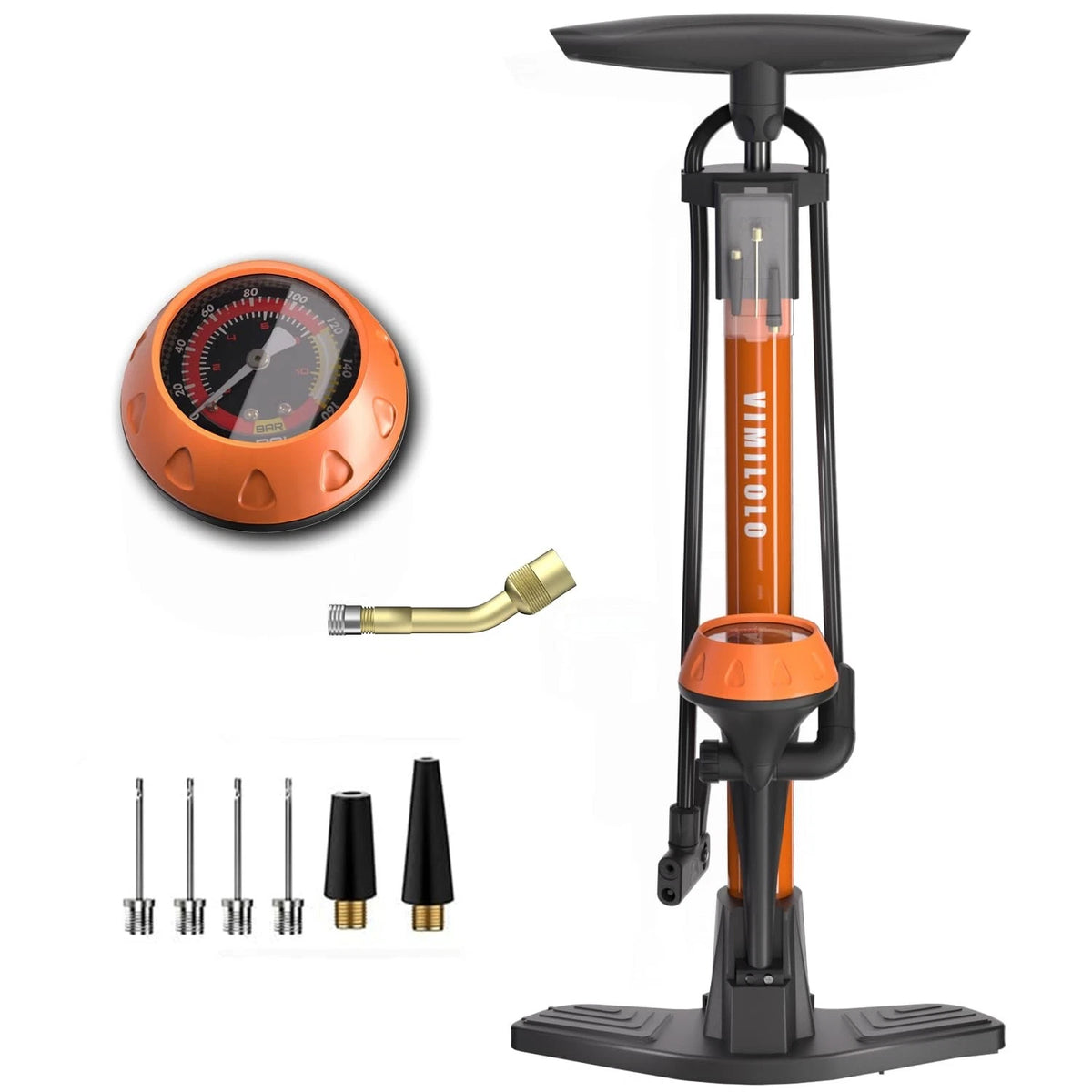 VIMILOLO Bike Pump, Air Bicycle Pump Inflator for Presta and Schrader Valve Tire
