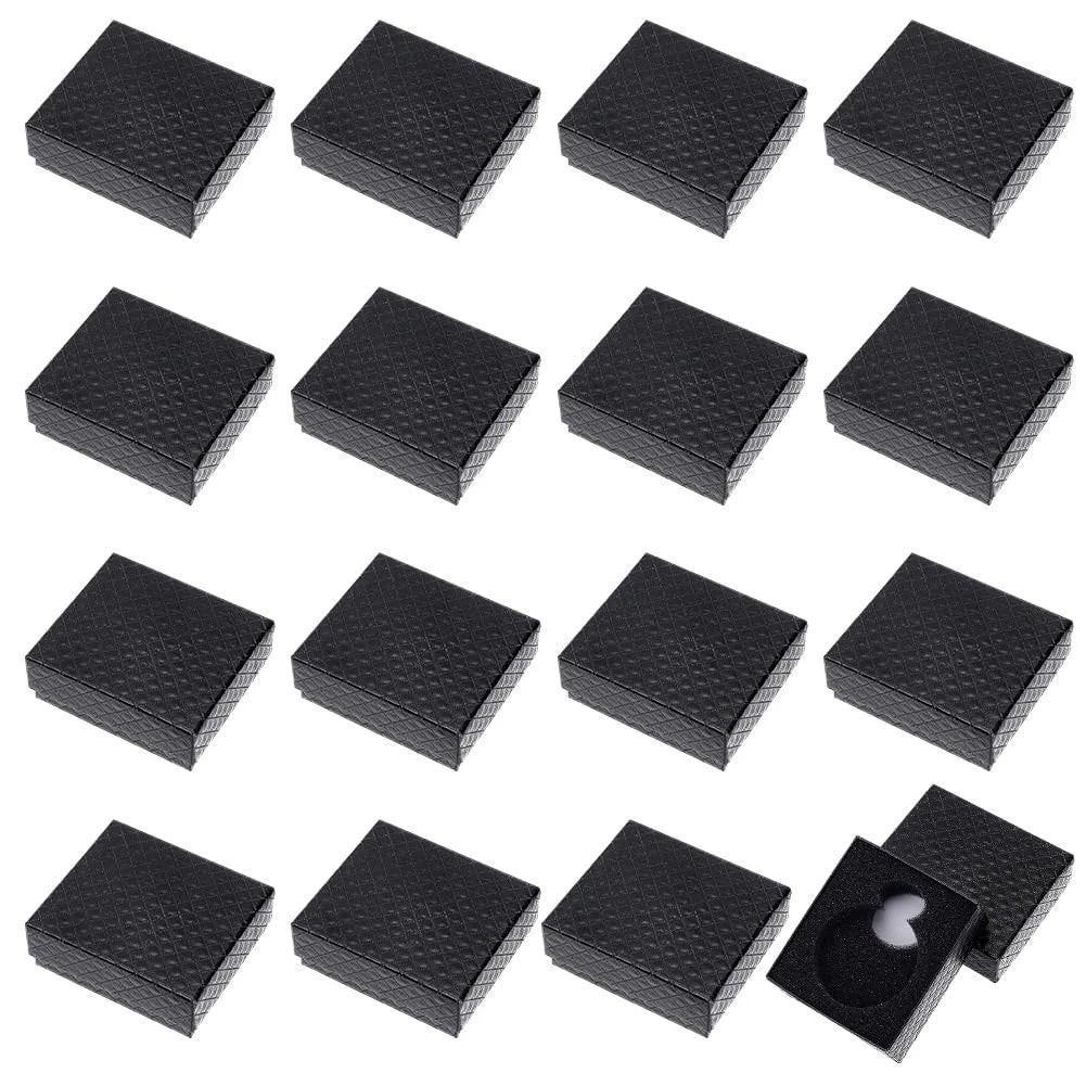 16 Pcs Pocket Watch Display Box, Black Rhombus Textured Watch Packaging Boxes...