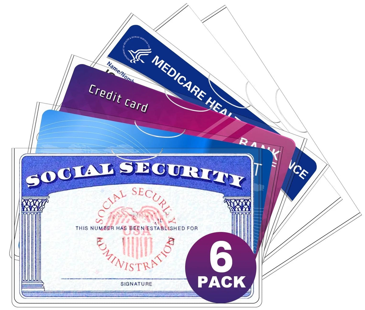 6 Pack Social Security Card Protector, 24 Mil Thick Card Protector Sleeves, Prot