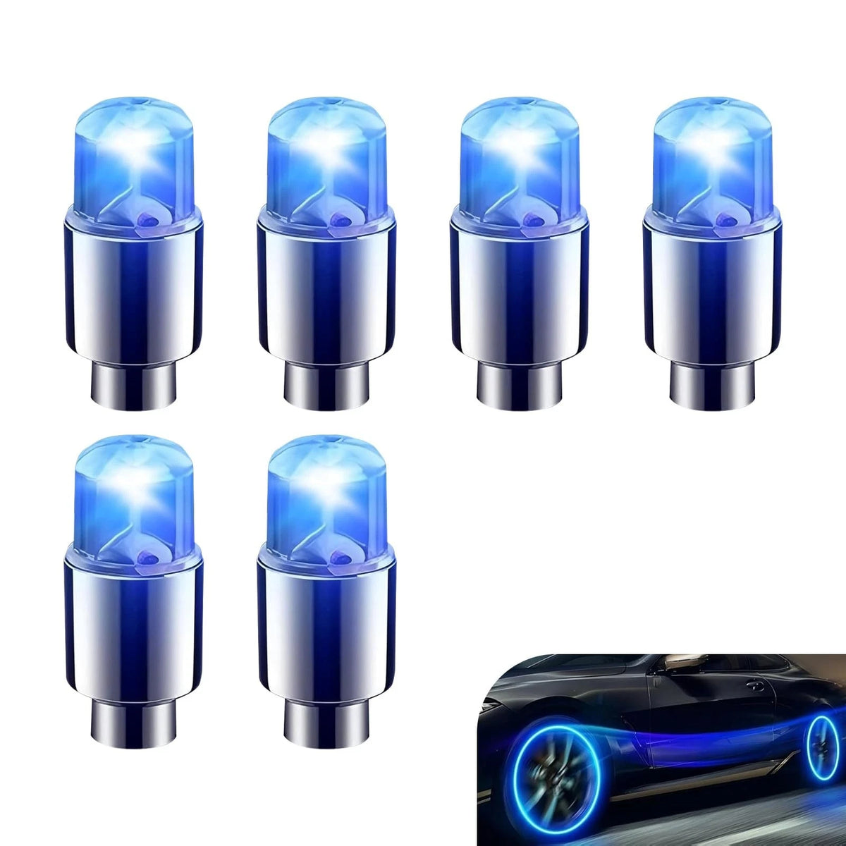 6 PCS LED Tire Valve Stem Caps, Tire Valve Stem Caps Light Up, Flash Lantern