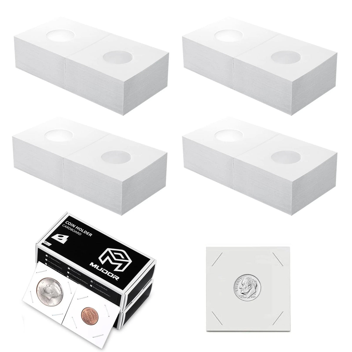 Upgraded Premium Coin Flips for Dime, 200 Pack Cardboard Coin Holder, Mylar Coin