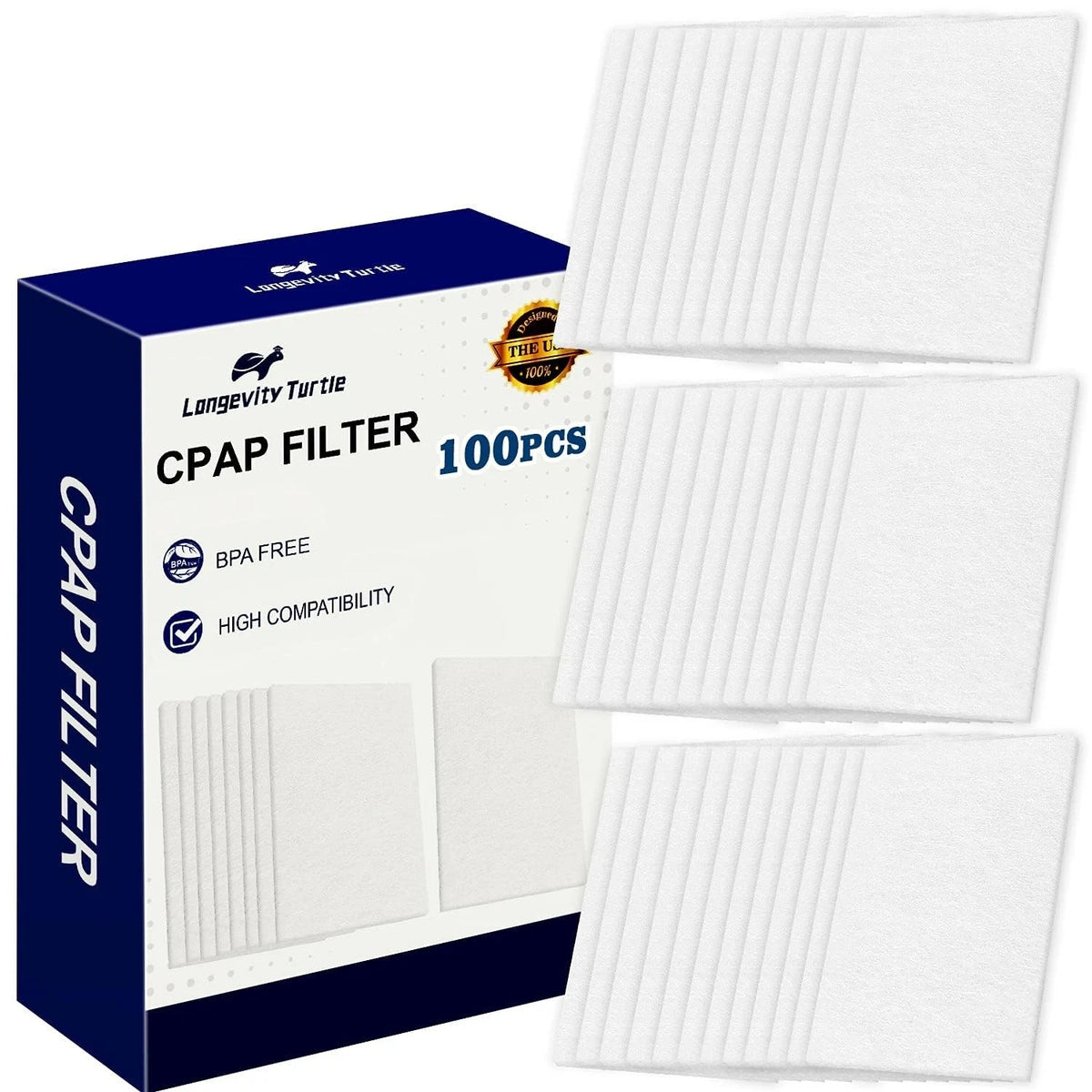 100 Packs Universal CPAP Filters Compatible with Resmed Air 10 Airsense 10 Air