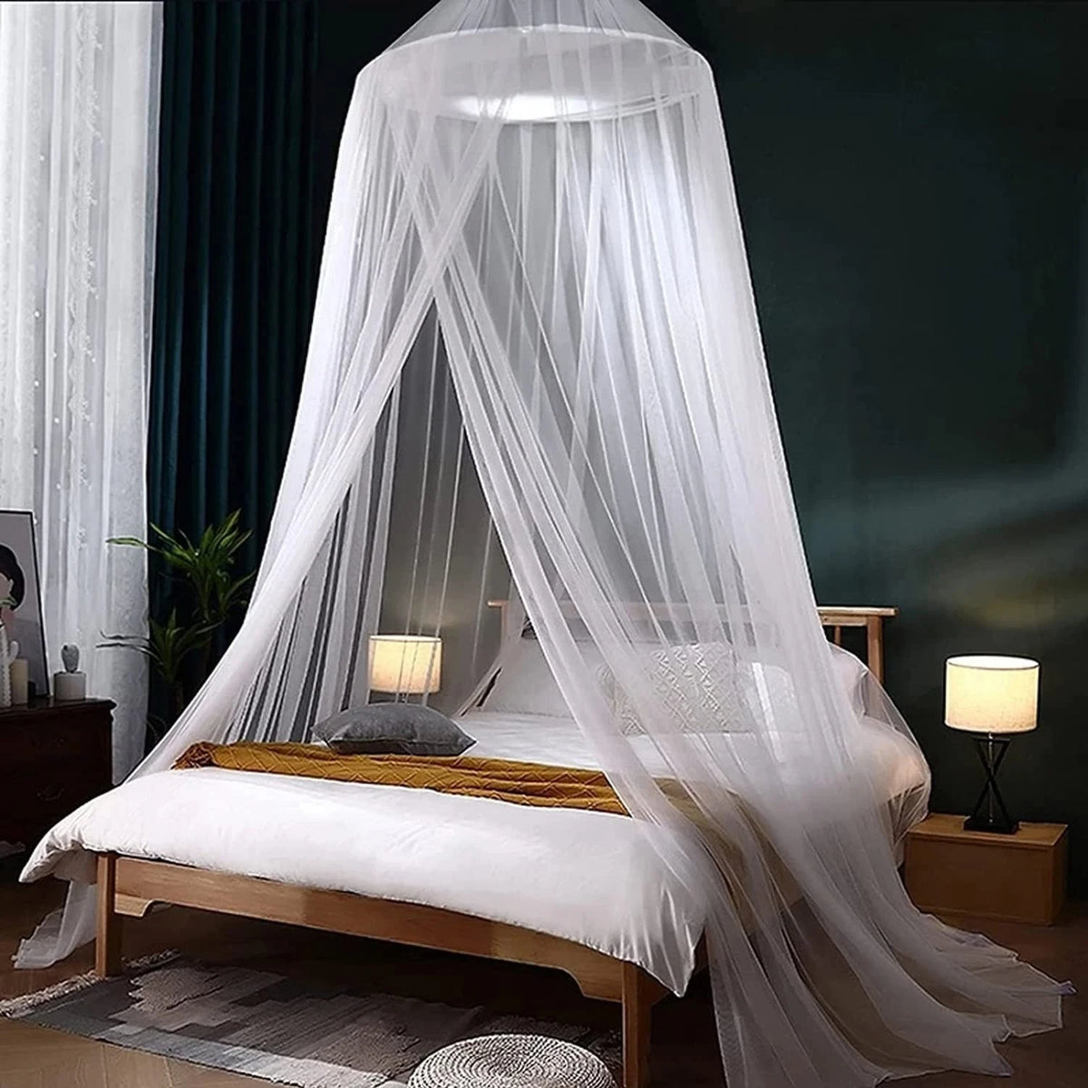 Mosquito Net Bed Canopy for Girls,King Canopy Bed Curtains Full Queen Size