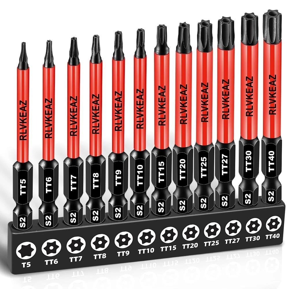 12pc Impact Security Torx Bit Set T5-T40 S2 Steel 3