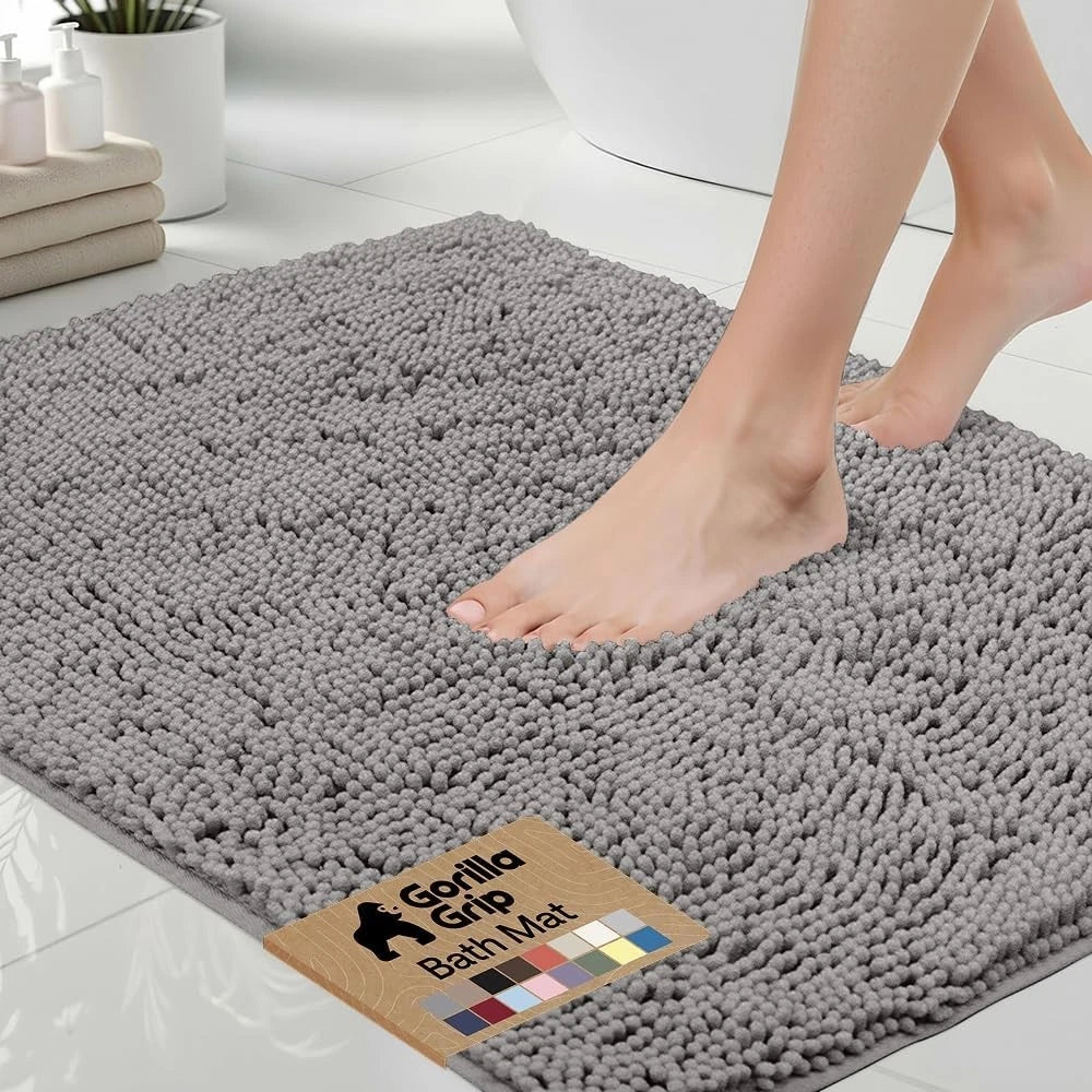 GORILLA GRIP Bath Rug Mat, Thick Soft Absorbent Chenille, Quick Dry Microfiber M
