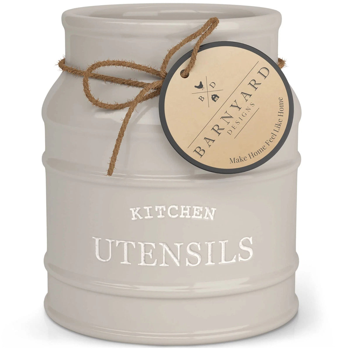 Barnyard Designs Ceramic Farmhouse Utensil Holder for Kitchen Counter Large