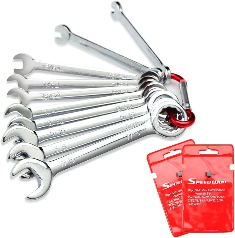 Mini SAE Wrench Set 10-Piece Open/Box End Made of High Carbon Steel