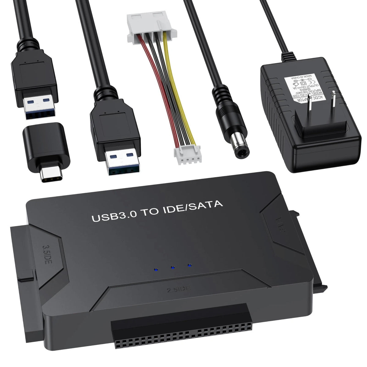 Hard Drive Reader USB 3.0 & Type C to SATA IDE Adapter, Internal Data Black