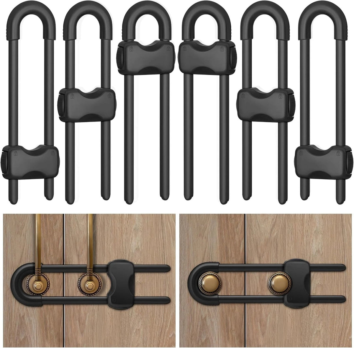 Cabinet Locks Baby Proofing,Child Proof Cabinet Locks,6 Pack Adjustable U Shaped