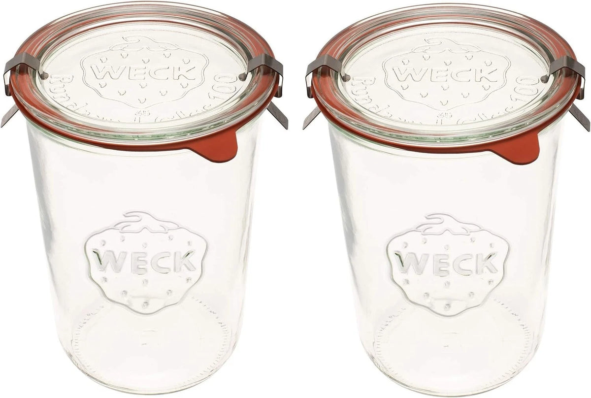 Set of 2 WECK 743 Glass Storage Jars 3 4 Liter Wide Mouth Airtight Seal