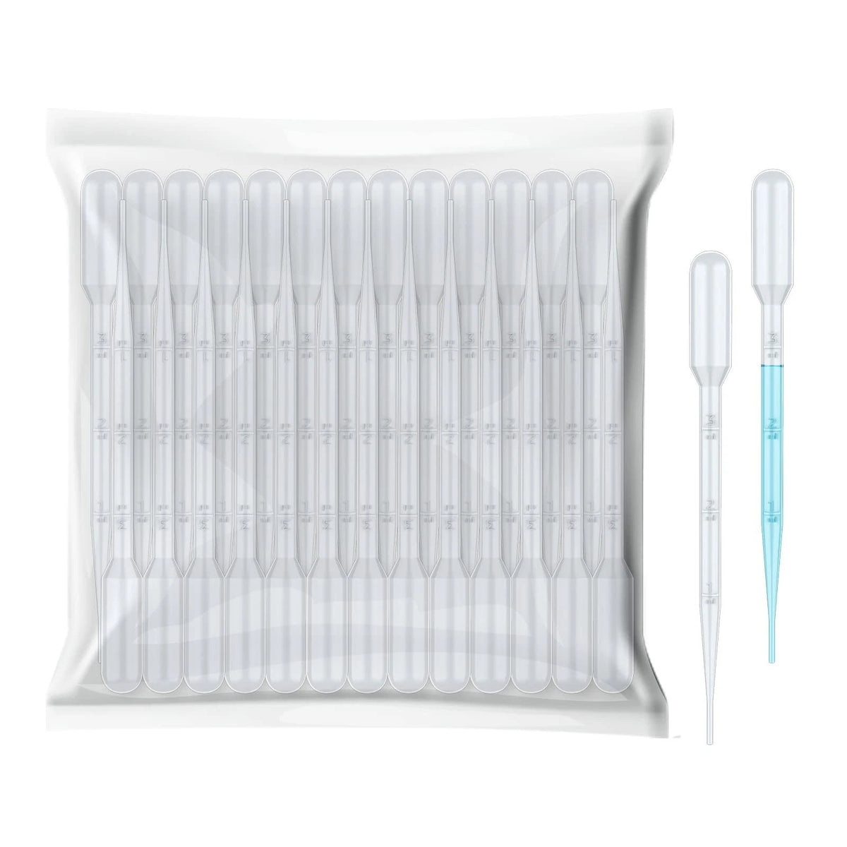 100Pcs 3mL Disposable Plastic Transfer Pipettes Calibrated Dropper for Science
