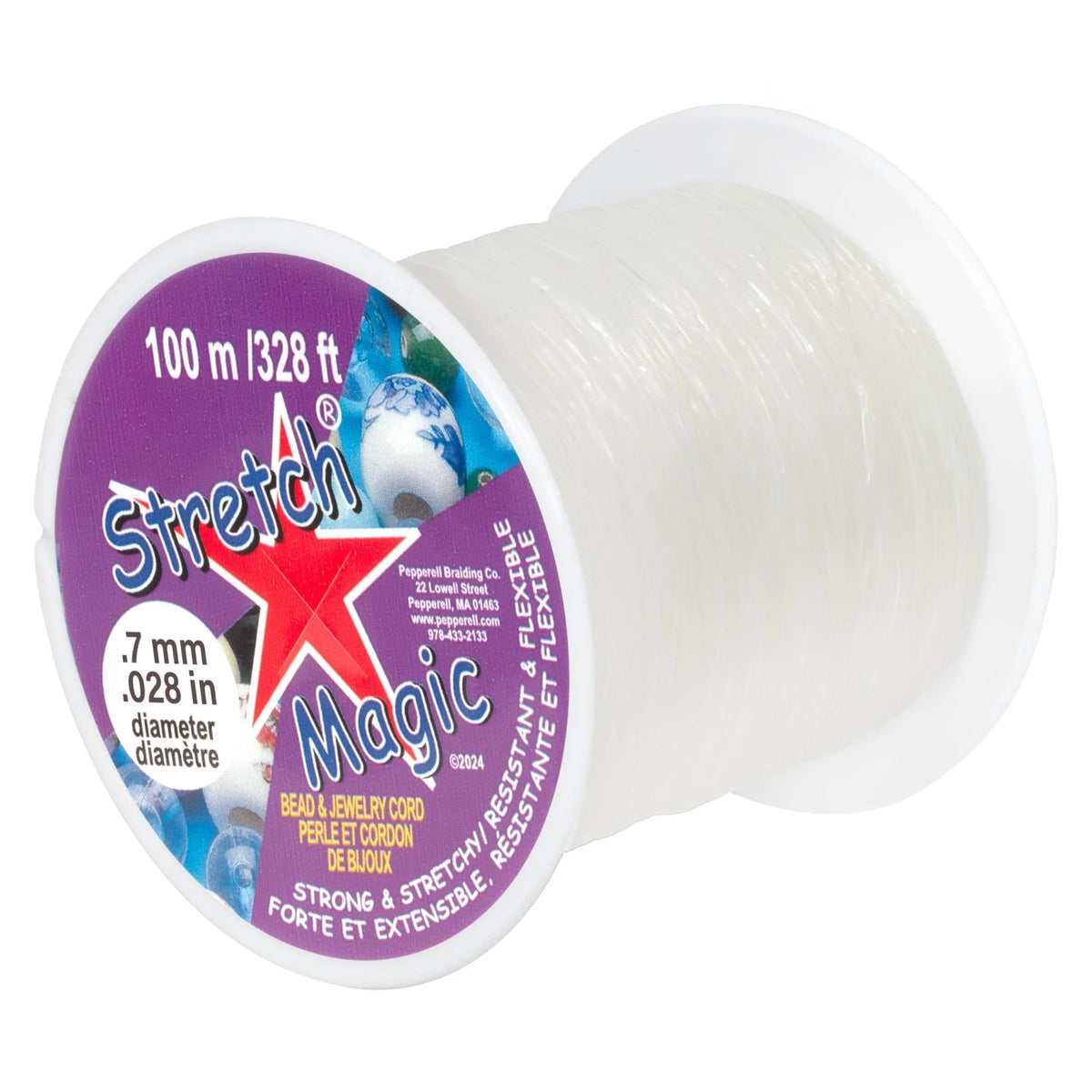 Stretch Magic Elastic Beading Cord – Clear Color, 0.7Mm in Diameter, 100-Meter (