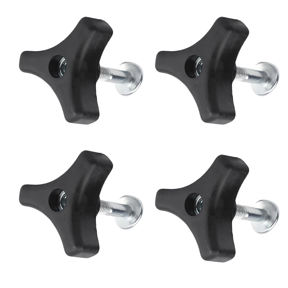 4 Sets Lawn Mower Handle Control Knobs with Wing Nut Bolts, Triangle black