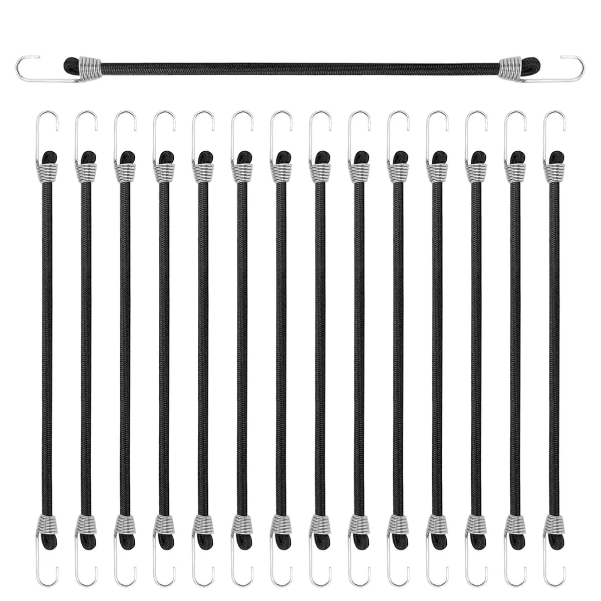 15 Pack 11 Inch Bungee Cords with Hooks, Light Duty Elastic Straps Rubber Tie do