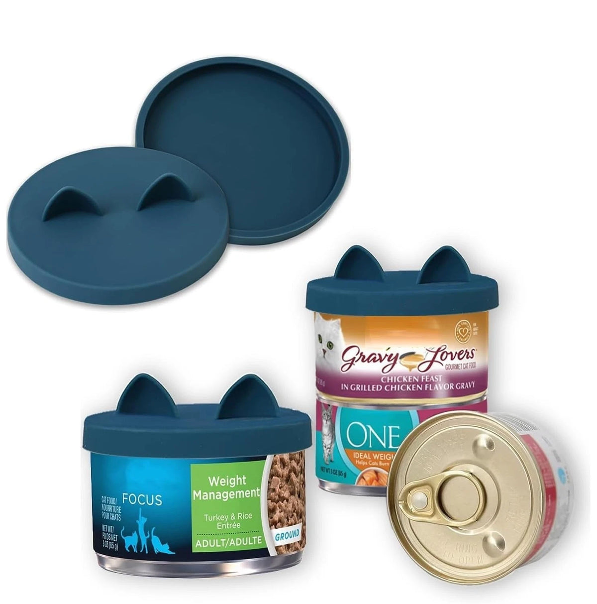 - 2 Pack Cat Food Can Lids, Small (3 Oz) Silicone Can Covers for Pet Food Cans 2