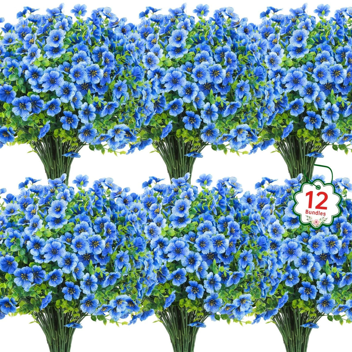 12 Bundles Artificial Flowers for Outdoors Fake Silk Flowers UV Resistant Fau...