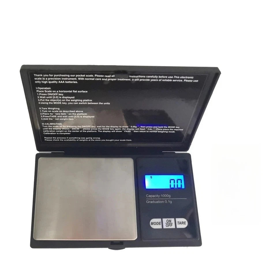 Digital Scale 1000g x 0.1g Jewelry Gold Silver Coin Gram Pocket Size Herb Grain