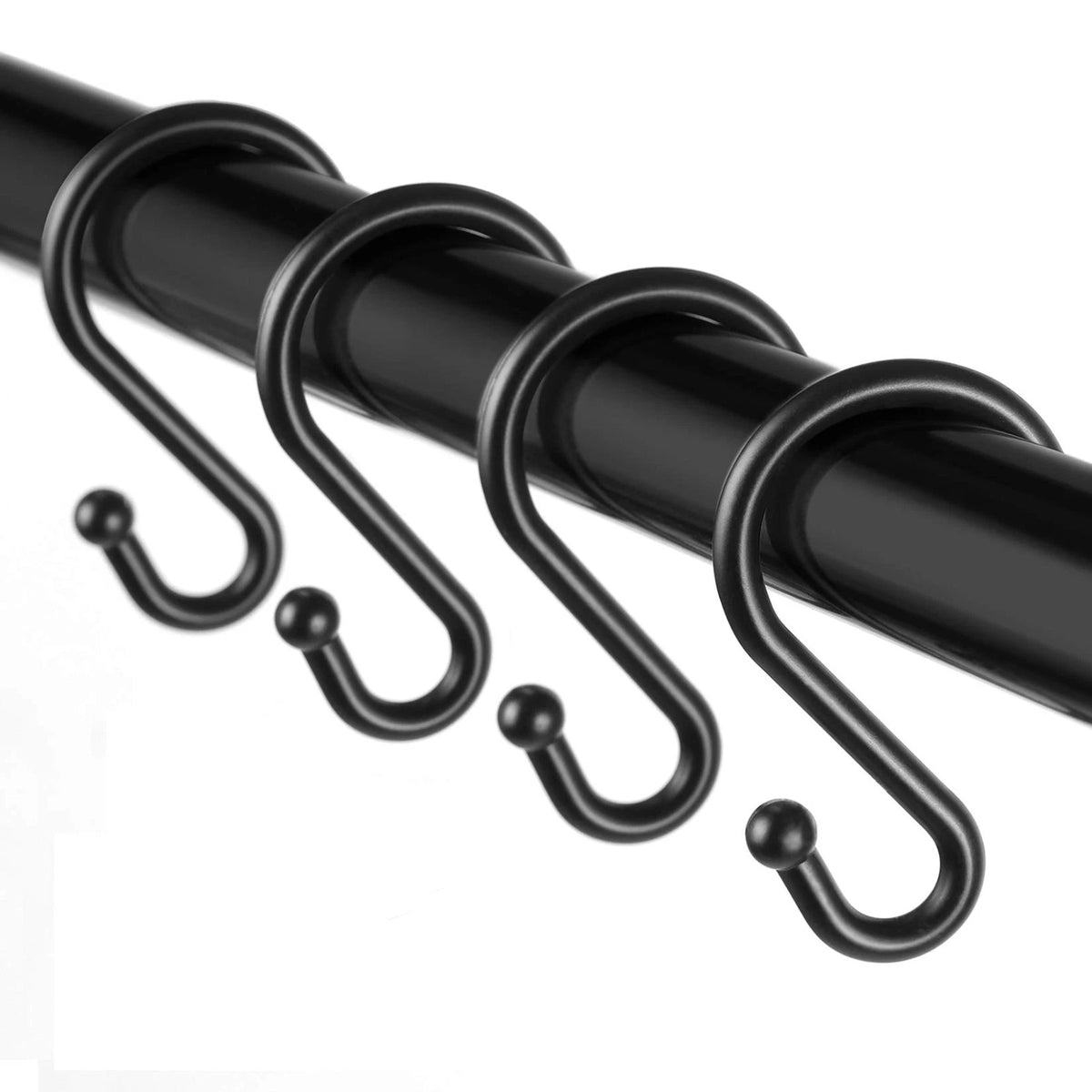 Metal Shower Curtain Hooks,Set of 12 Rings,Rust Resistant S Shaped Hooks Hangers
