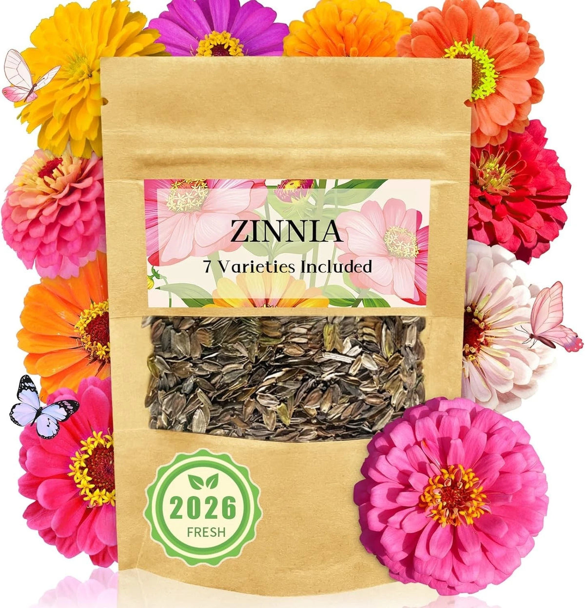 5000+ Zinnia Seeds Bulk Mixed Colors Giant Blooms for 2025 Garden Planting