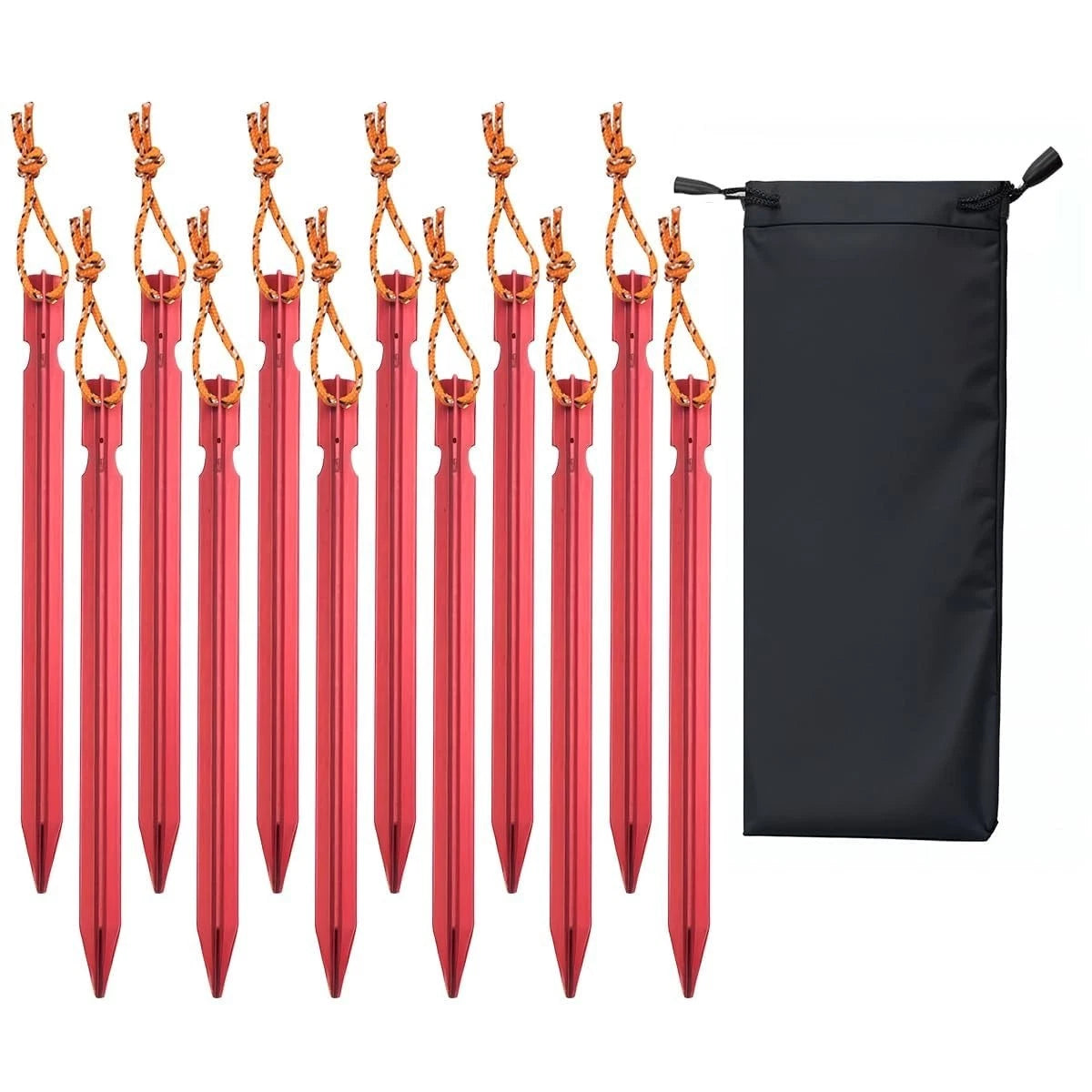 12 Pack Tent Stakes, 7-inch Ultralight Aluminum Ground Pegs with Reflective P...
